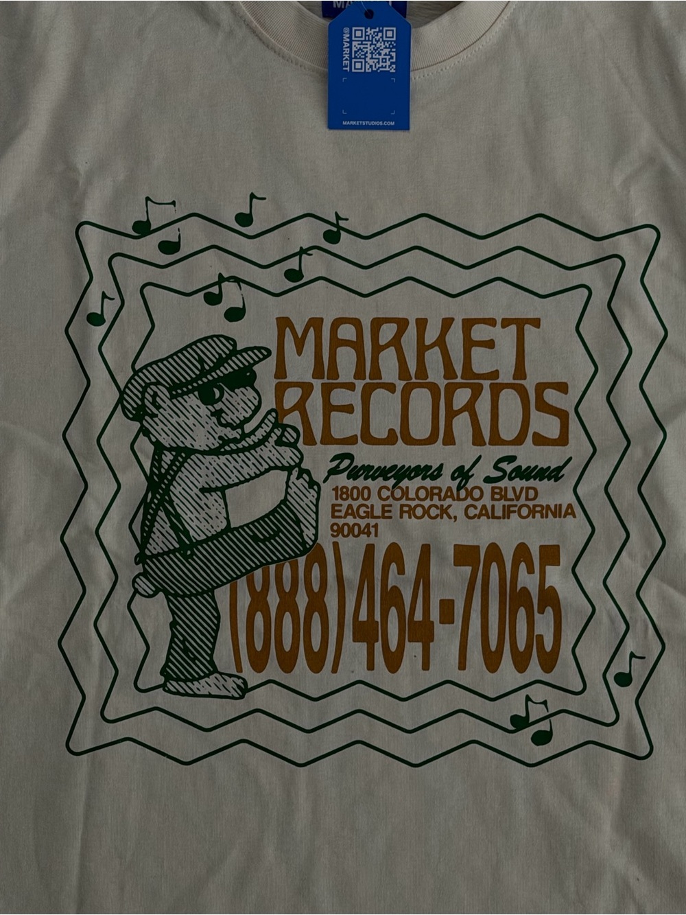 Market Studios Records Graphic Tee - Cream with Green & Gold Print